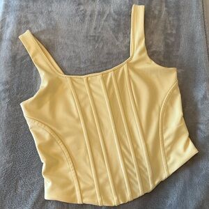 Express Body Contour Faux Leather Corset Cropped Tank, NWT